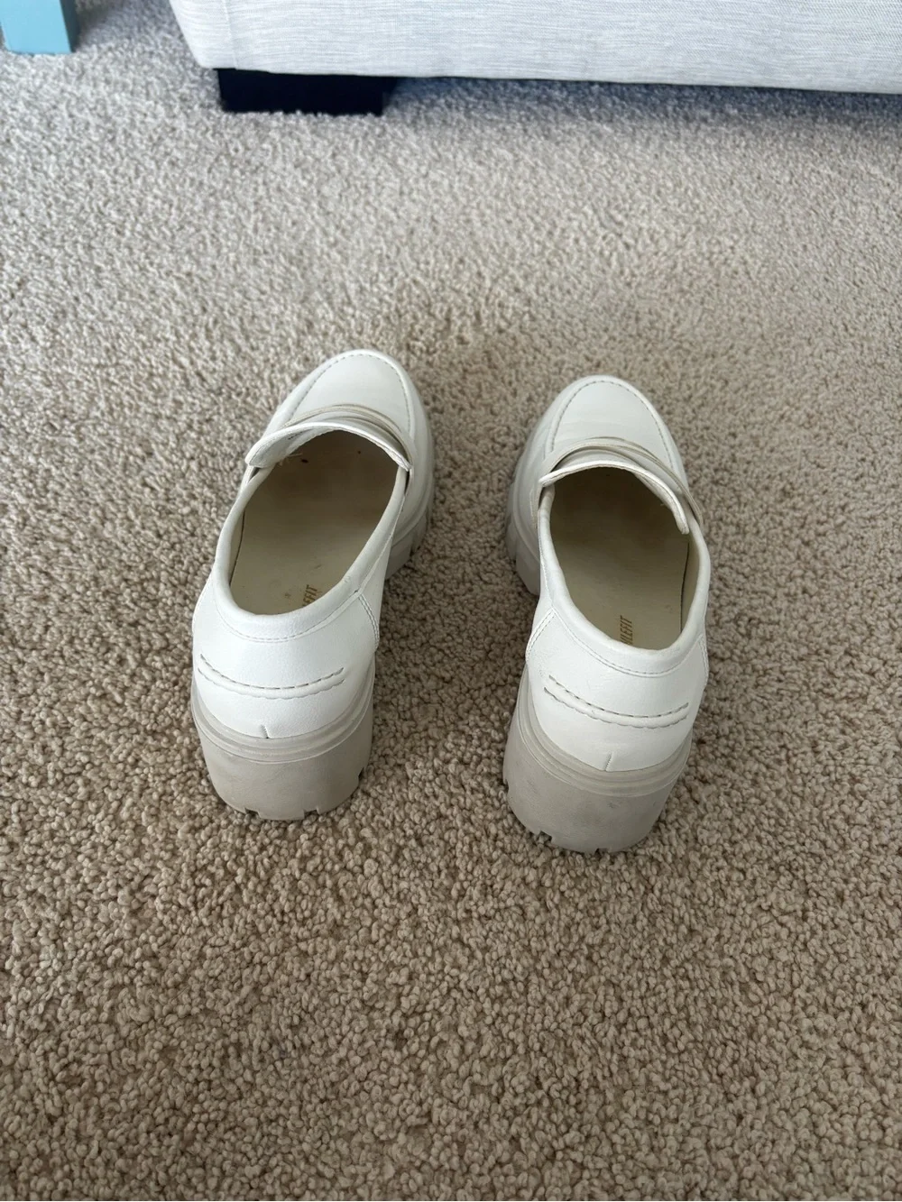 Chunky Platform Penny Loafers in White for Women